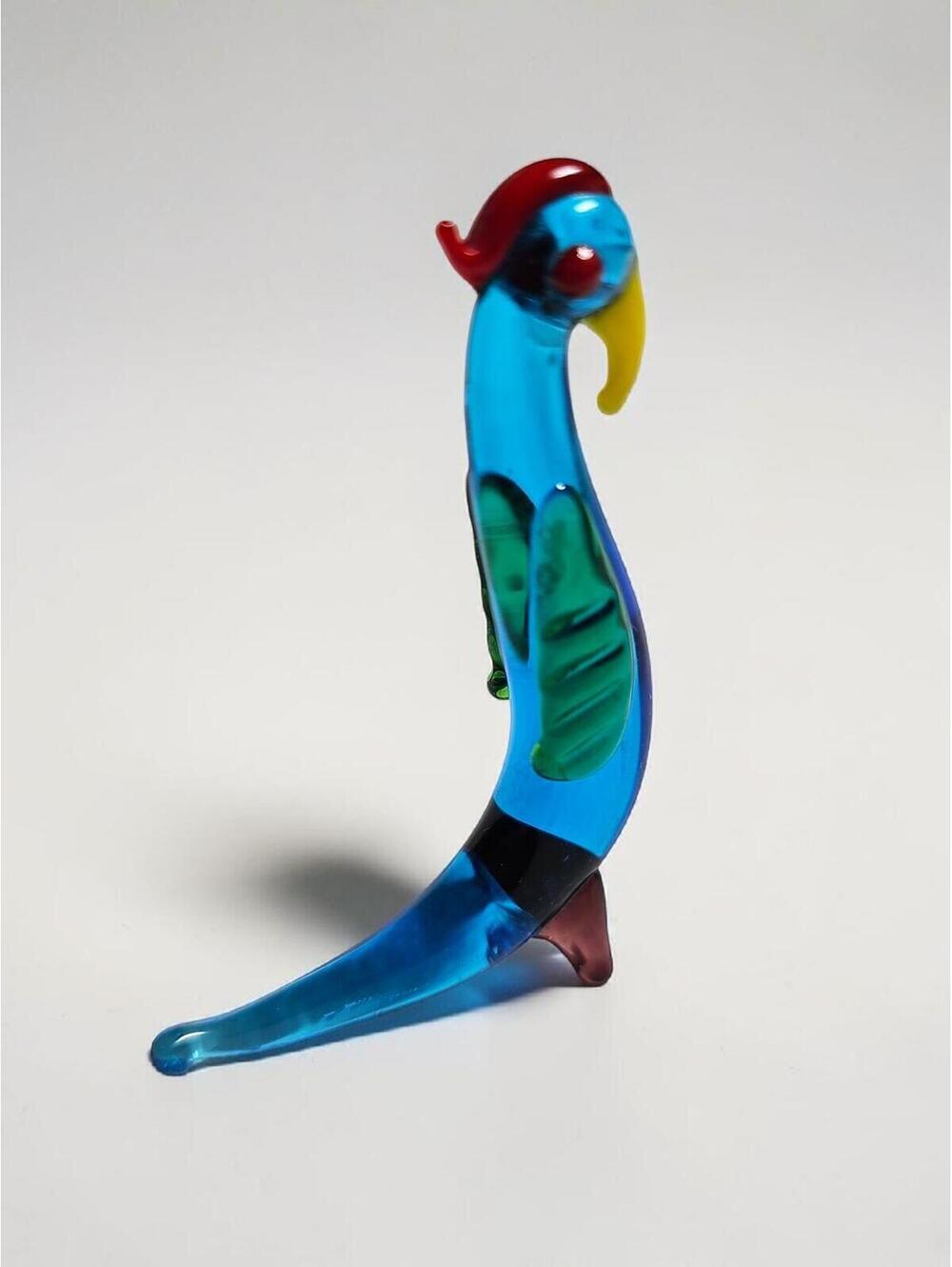 Handcrafted Mini Glass Bird Figurine - Decorative Art Glass Sculpture 2.5" Tall